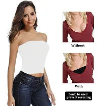 THE BLAZZE 1037 Women's Basic Sexy Solid Strappy Sleeveless Medium Bandeau Bra Basic Layering Bralette Seamless Non-Padded Camisole Crop Top Tube Top (Medium, B - White)-thumb2