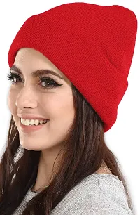 THE BLAZZE 2015 Winter Beanie Cap for Men and Women (Free, Red)-thumb2