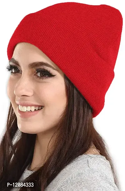 THE BLAZZE 2015 Winter Beanie Cap for Men and Women (Free, Red)-thumb3
