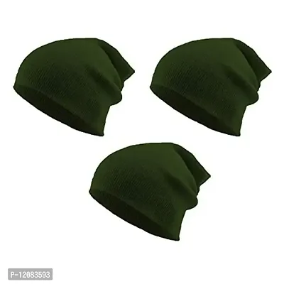 THE BLAZZE 2015 Winter Beanie Cap for Men and Women's (Free Size, Green)-thumb0