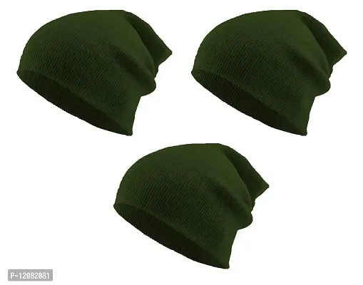 THE BLAZZE 2015 Winter Beanie Cap for Men and Women (1, Green)-thumb0