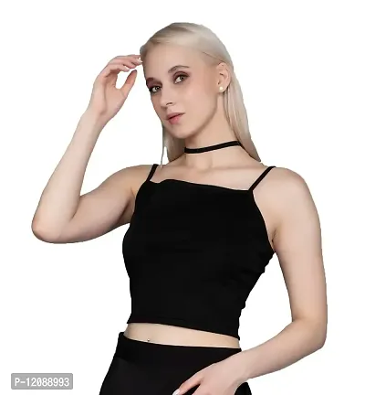 AD2CART A1690 Women's Basic Solid Belt Neck Stylish Crop Top for Women-thumb0