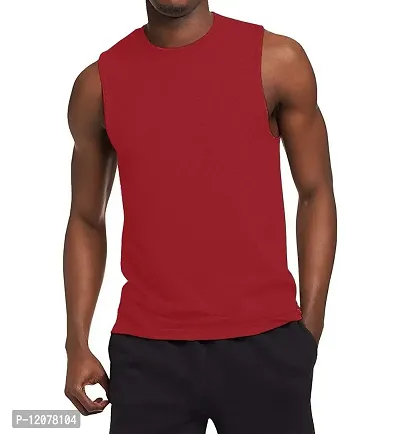 THE BLAZZE Men's Sleeveless T-Shirt Tank Top Gym Tank Stringer Vest for Men (X-Large(42?/105cm - Chest), Red)-thumb0