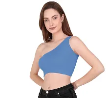 THE BLAZZE Womens Sleeveless Crop Tops Sexy Strappy Tees (Large, Sky Blue)-thumb3