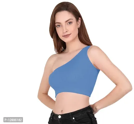 THE BLAZZE Womens Sleeveless Crop Tops Sexy Strappy Tees (Large, Sky Blue)-thumb4