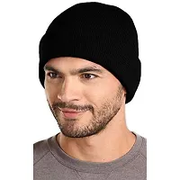 THE BLAZZE 2015 Winter Beanie Cap for Men and Women (Free Size, Black)-thumb2