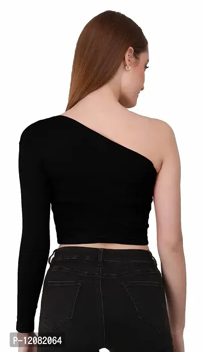 THE BLAZZE 1289 One Shoulder Tops for Women (X-Large, Black)-thumb2