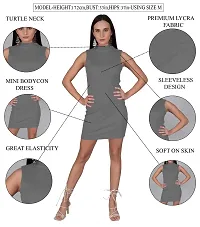 AD2CART A5083 Women's Lycra Basic Solid Turtle Neck Sleeveless Stretchable Midi Bodycon Mini Dress for Women-thumb2