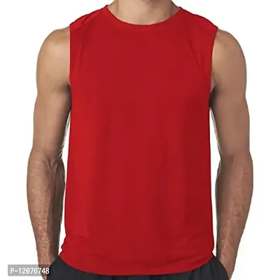 THE BLAZZE Mens Moisture Wicking Muscle Tank Top Shirt (Small, RED)-thumb0