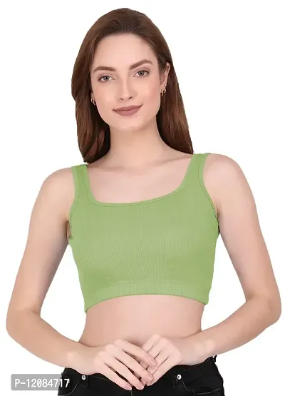 THE BLAZZE 1044 Crop Tops for Women (Medium, Light Green)