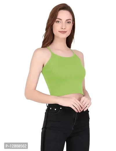 THE BLAZZE 1002 Women's Sleeveless Crop Tops Sexy Strappy Tees (X-Large(36?-38""), N - Reliance Green)-thumb4