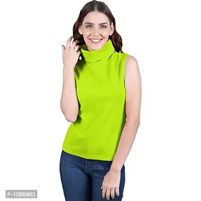 THE BLAZZE 1033 Women's Plain Black Sleeveless High Neck/Turtle Neck Top Stretch Slim Cotton T-Shirt for Women Sleeveless Top for Women(M,Color_01)