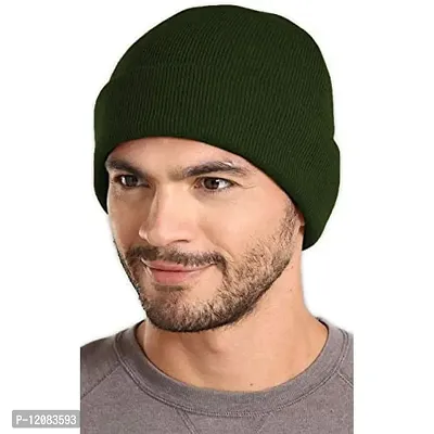 THE BLAZZE 2015 Winter Beanie Cap for Men and Women's (Free Size, Green)-thumb3