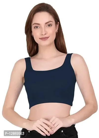 THE BLAZZE 1044 Women's Summer Basic Sexy Strappy Sleeveless Crop Tops (Medium, Navy)-thumb1