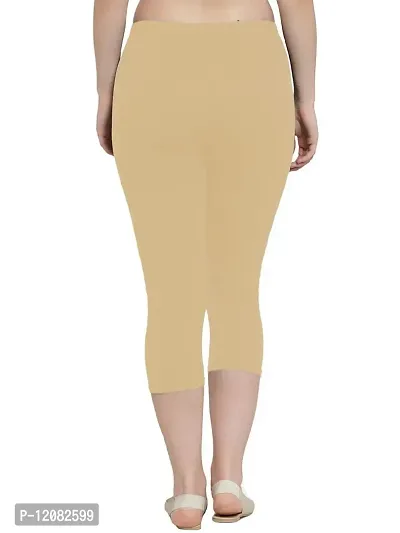 THE BLAZZE 1603 Women's Soft Cotton Lycra Slim Fit Churidar Leggings (X-Large, Beige)-thumb2