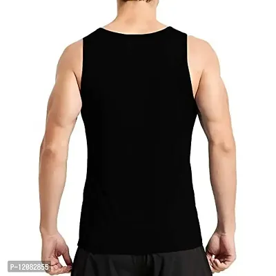 THE BLAZZE 0047 Men's Gym Tank Gym Stringer Gym Vest Sleeveless Tank Top (2XL, Black)-thumb2