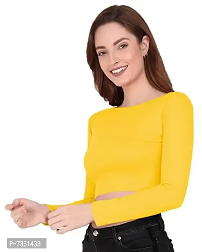 THE BLAZZE 1138 Crop Tops for Women (S, Yellow)