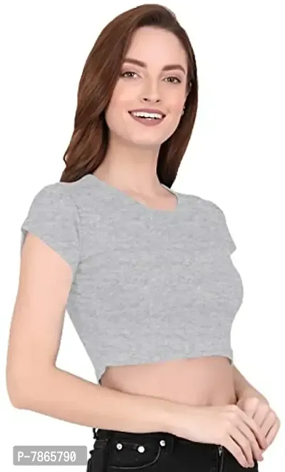 THE BLAZZE 1081 Sexy Women's Cotton Tank Crop Tops Bustier Bra Vest Crop Top Bralette Blouse Top for Women (2XL, Grey)-thumb4