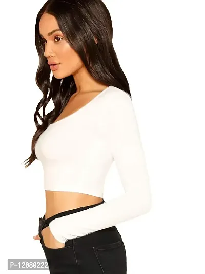 THE BLAZZE Women's Crop Top (QW-62_White_X-Large)-thumb3