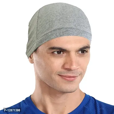 THE BLAZZE Cotton Helmet Cap (Grey+Turquise Blue)-thumb2