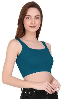 THE BLAZZE 1044 Women's Summer Basic Sexy Strappy Sleeveless Crop Top's (XX-Large, Prussian Blue)-thumb4