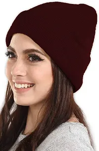 THE BLAZZE 2015 Winter Beanie Cap for Men and Women Pack Of 3 (Pack Of 3, Maroon,Navy,White)-thumb1