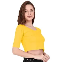 THE BLAZZE 1055 Women's Basic Sexy Solid Scoop Neck Slim Fit Short Sleeves Crop Tops-thumb5