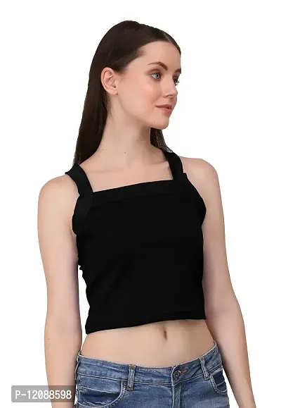 AD2CART A1716 Women's Basic Solid Halter Neck Crop Top for Women Stylish Western-thumb3