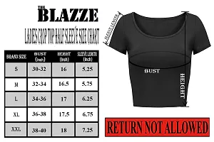 THE BLAZZE 1053 Women's Basic Sexy Solid Scoop Neck Slim Fit Half Sleeve Crop Top T-Shirt for Women (XX-Large(38�-40), D - Grey)-thumb5