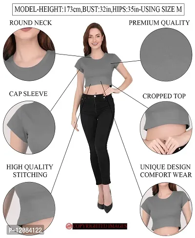 THE BLAZZE C1081 Sexy Women's Cotton Round Neck Cap Sleeve Tank Crop Tops Bustier Bra Vest Crop Top Bralette Readymade Saree Blouse for Women's-thumb5