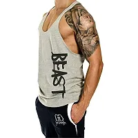 THE BLAZZE Men's Bodybuilding Gym Solid Color Tank Top Stringers (L, Grey Beast)-thumb2