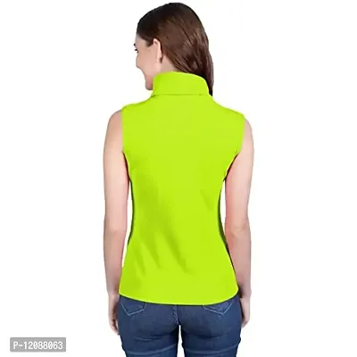 THE BLAZZE 1033 Women's Plain Black Sleeveless High Neck/Turtle Neck Top Stretch Slim Cotton T-Shirt for Women Sleeveless Top for Women(M,Color_01)-thumb2