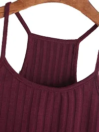THE BLAZZE Women's Summer Basic Sexy Strappy Sleeveless Racerback Camisole Crop Top (X-Large, Black Maroon)-thumb4