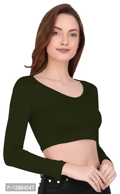 THE BLAZZE 1109 Women's V Neck Crop Top-thumb3