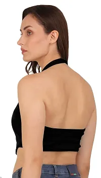 AD2CART A1590 Women's Casual Stretchy V Neck Halter Top Sleeveless Crop Tops for Women-thumb1