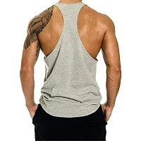 THE BLAZZE Men's Bodybuilding Gym Solid Color Tank Top Stringers (L, Grey)-thumb2