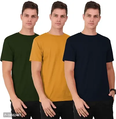 THE BLAZZE 0017 Mens Short Sleeves Round Neck Regular Fit T-Shirts for Men Combo (Pack of 3)-thumb0