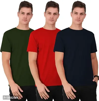 Classic Cotton Solid Tshirt for Men, Pack of 3-thumb0