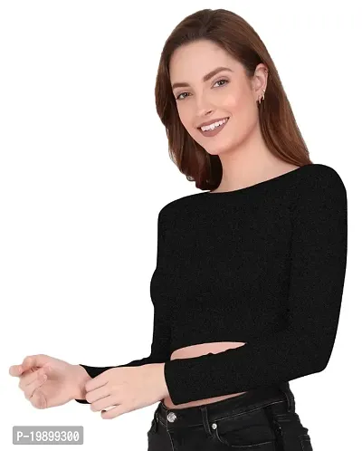 Classic Cotton Solid Crop Top for Women's-thumb0