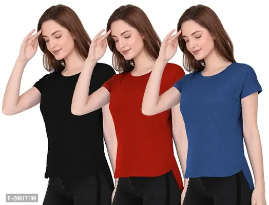 THE BLAZZE 1319 Womens Stylish Cotton Round Neck T-Shirts for Women Combo Pack