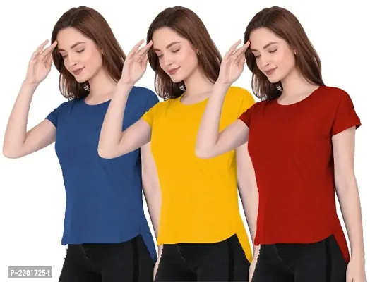 Classic Cotton Solid Tshirt for Women's Combo of 3