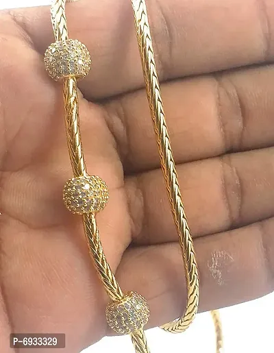 22K GOLD PLATED WHITE STONE BALL  MUGAPPU CHAINS FOR WOMENS AND GIRLS