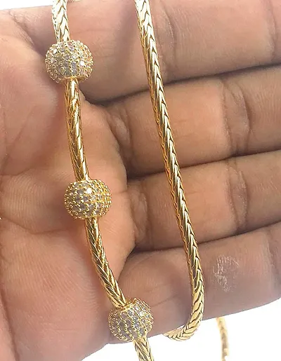 22K PLATED STONE BALL MUGAPPU CHAINS FOR WOMENS AND GIRLS