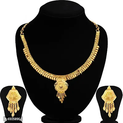 22K GOLD PLATED LATEST MODEL NECKLACE WITH EARNINGS SET FOR WOMENS AND GIRLS-thumb0
