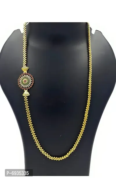 22K GOLD PLATED MULTI STONE ROUND DOLLER MUGAPPU CHAINS FOR WOMENS AND GIRLS