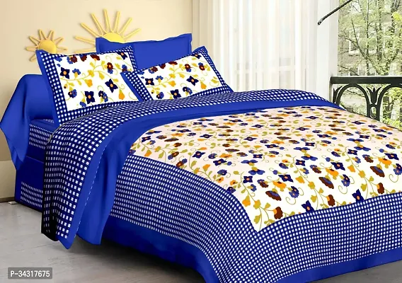 Comfortable Cotton Printed Double Bedsheet with Pillow Covers-thumb0