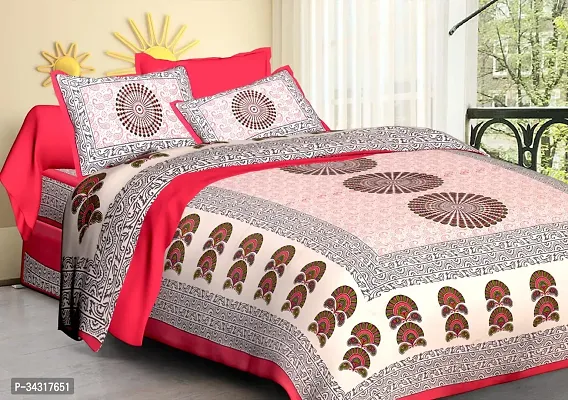 Comfortable Cotton Printed Double Bedsheet with Pillow Covers