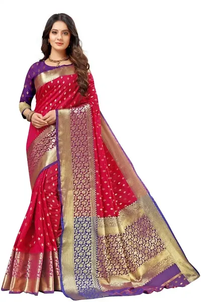 Banarasi Silk Cotton Jacquard Sarees with Blouse piece