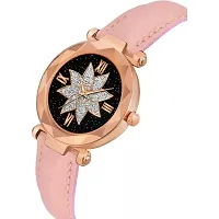 HRV Flower Designer Dial  Stylish Pink Belt Wrist Women Watch-thumb2