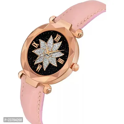 HRV Flower Designer Dial  Stylish Pink Belt Wrist Women Watch-thumb3